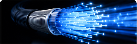 Blue illuminated fiber optic cable